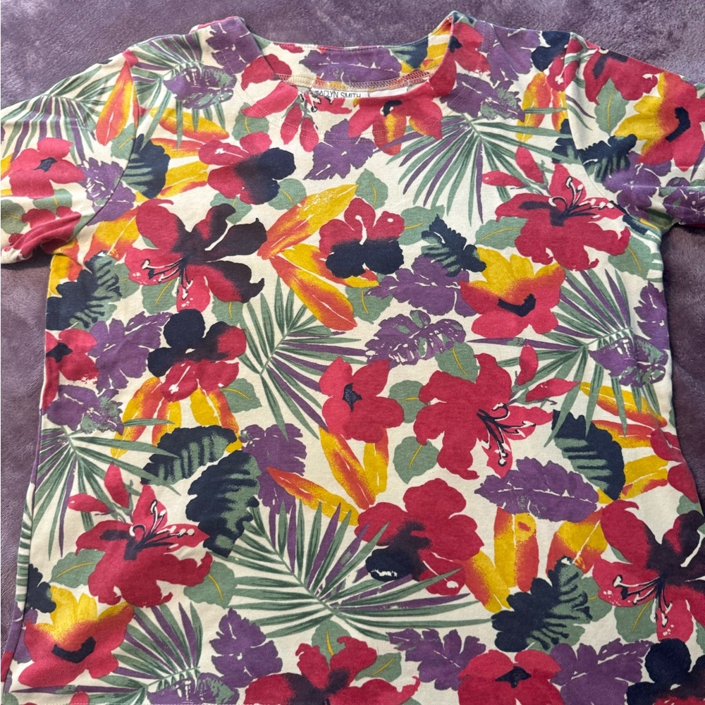 Jaclyn Smith Women's Floral Blouse - Red, Purple, Yellow, Green